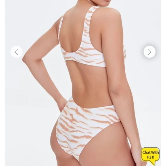 Forever 21 Tiger Striped One Piece Cutout Swimsuit - Picture 3 of 3